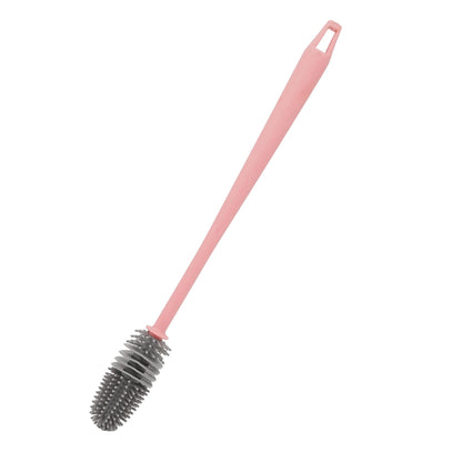 Silicone Baby Bottle Brush Cleaner Bottle Cleaner for Glassware Sports Bottles Brush Shaker Bottle Cleaner Water Bottle Brush Narrow Neck Tumbler Cleaner Brush (Pink)