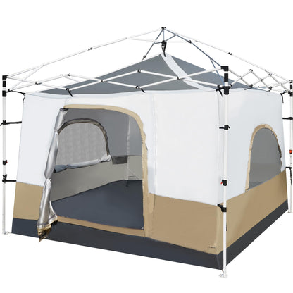 REDCAMP Canopy Camping Tent for Pop Up Canopy Tent Inner Tent with Mesh Window Converts Straight Leg 10x10 or 10x20 Canopy into Camping Tent Fits 4-6 Person Khaki(Frame/Shelter NOT Included)