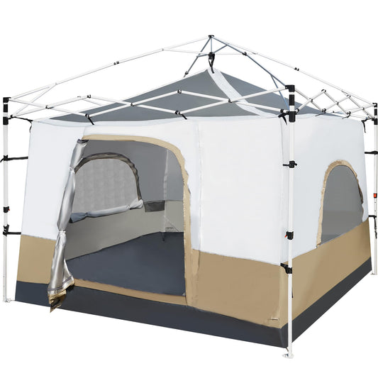 REDCAMP Canopy Camping Tent for Pop Up Canopy Tent Inner Tent with Mesh Window Converts Straight Leg 10x10 or 10x20 Canopy into Camping Tent Fits 4-6 Person Khaki(Frame/Shelter NOT Included)