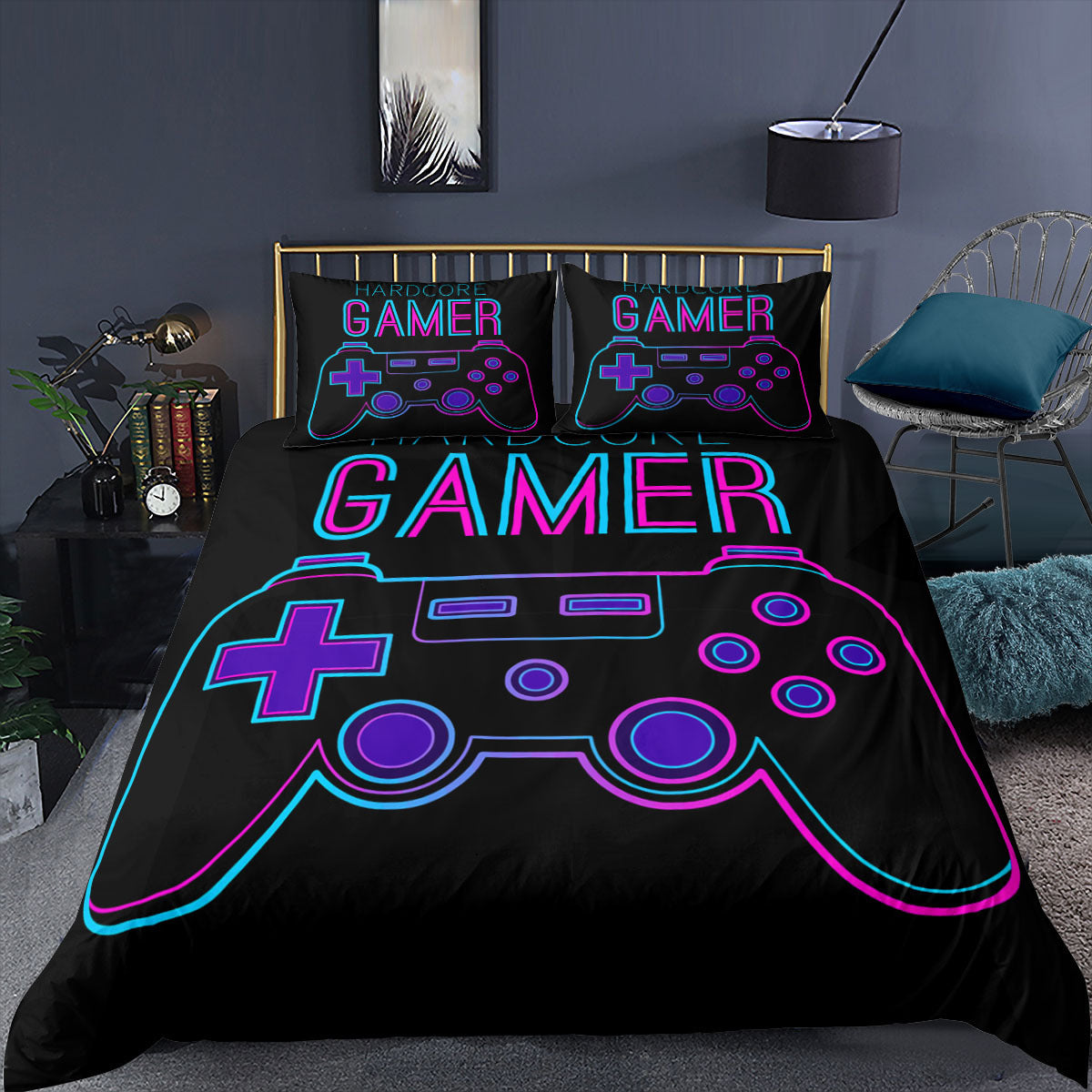 Video Game Print Duvet Cover Set for Bedroom (2/3pcs)
