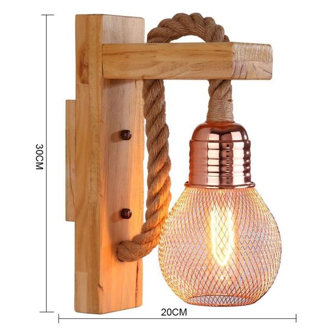 American Creative Wood Wall Light with Iron Shade