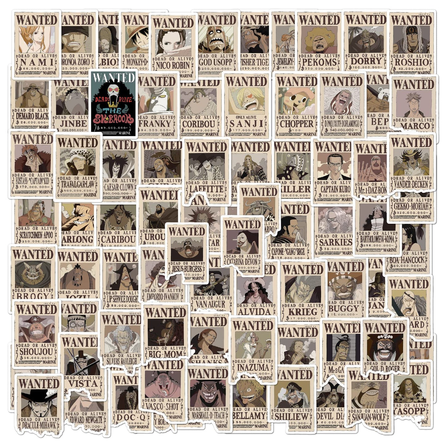 80pcs Anime Wanted Poster Stickers Cute Stickers Vinyl Sticker Decal Decor Waterproof