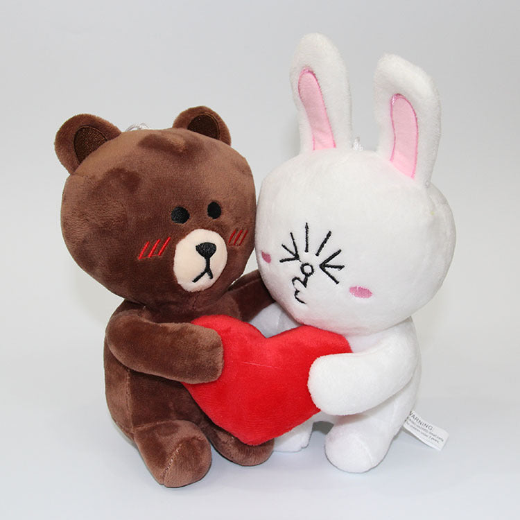 Brown Bear and Cony Rabbit Plush Couple Toy Decor