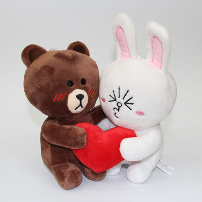 Brown Bear and Cony Rabbit Plush Couple Toy Decor