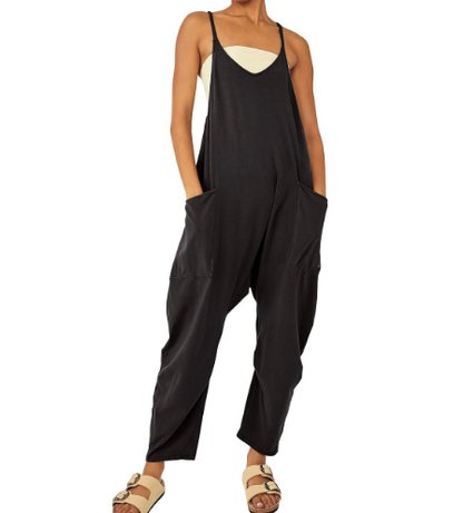 One-piece Women Woman Pocket Spaghetti Straps Knitted One-Piece Trousers
