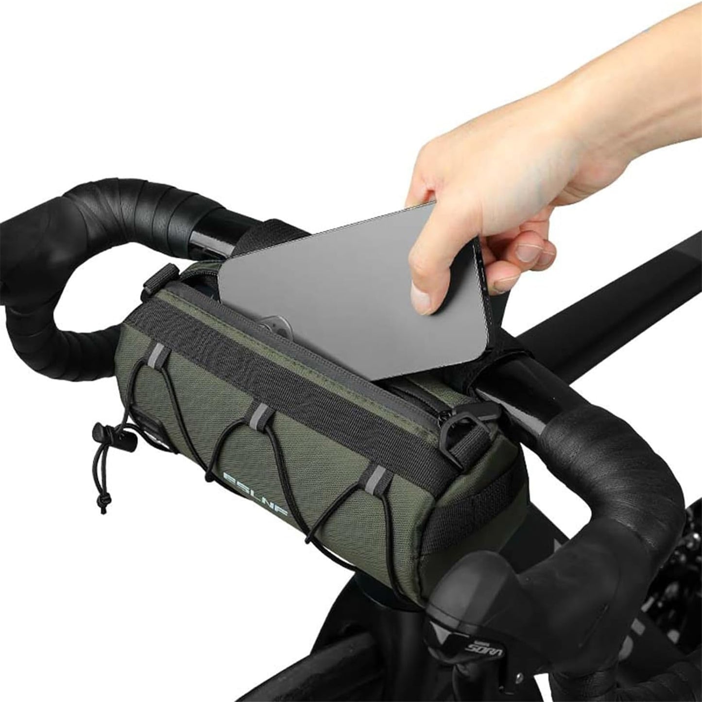 UNIQOCK Bike Handlebar Bag Small Bicycle Handle Bar Bag Handy Front Bike Bags Handlebar Storage Pouch Pack with Shoulder Strap Little Mountain Road Bike Barrel Bag