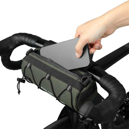 UNIQOCK Bike Handlebar Bag Small Bicycle Handle Bar Bag Handy Front Bike Bags Handlebar Storage Pouch Pack with Shoulder Strap Little Mountain Road Bike Barrel Bag