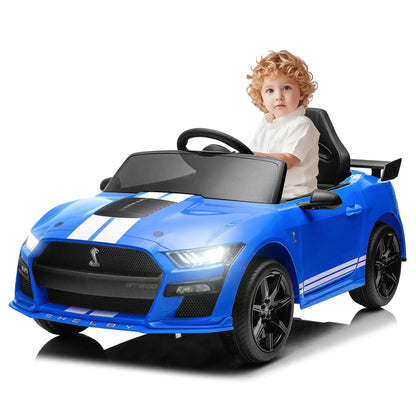 12V 7AH Kids Ride On Car Licensed Ford Mustang Shelby GT500 Electric Car w/Remote Control 16 Spacious Seat 3 Speeds LED Lights Bluetooth Music Kids Electric Vehicles to Drive (Blue)