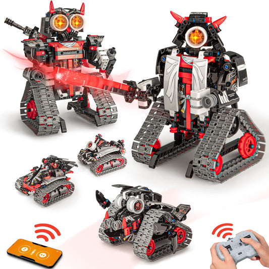Openmind 5 in 1 STEM RC Robot Building Kit APP & Remote Control Samurai/Ninja Blocks 419 Pcs Erector Set RC Toy for Kids DIY Build Science Educational Gift for Age 6 7 8 9 10 11 12+ Boys & Girls