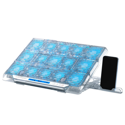 ICE COOREL Gaming Laptop Cooling Pad with 15 RGB Cooling Fans Fully Transparent Laptop Fan Cooler Pad for 15-21 Inch Gaming Laptop Cooler Stand with 8 Height Adjustable USB Port and Type-C Port