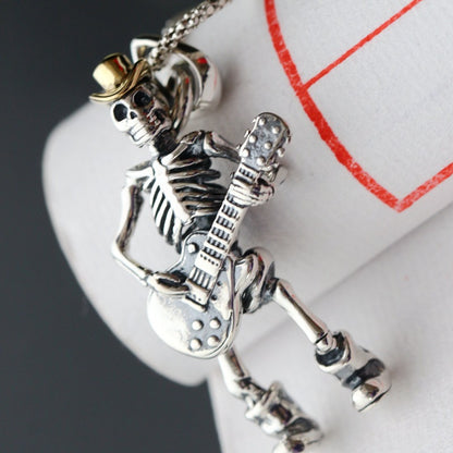 Men's Fashion Guitar Skull Pendant Necklace for Trendsetters