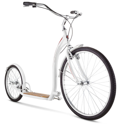 Schwinn Shuffle Adult Scooter 26-Inch Front Wheel 20-Inch Rear Wheel Alloy Linear Pull Brakes Steel Frame White