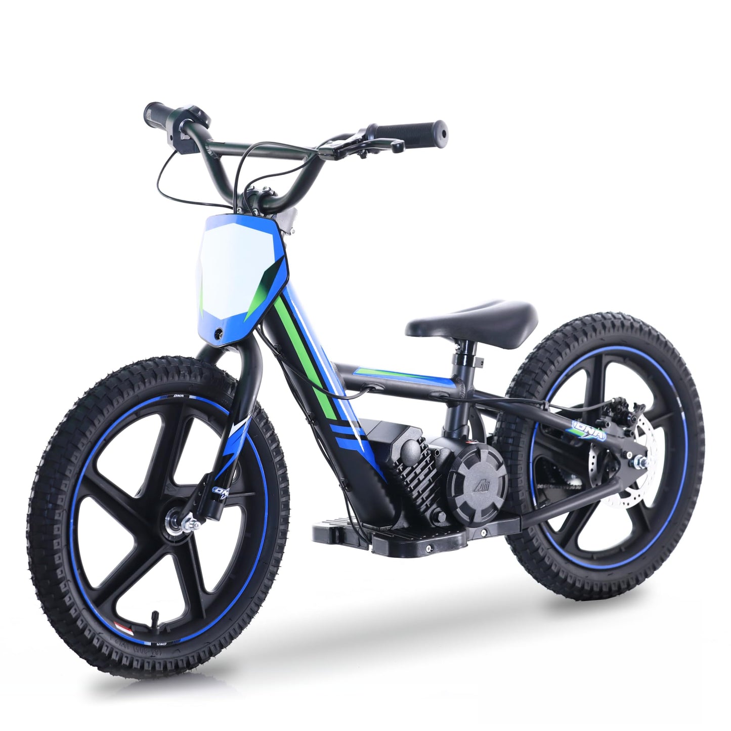 OLALA Electric Dirt Bike for Kids Aged 5-10 340W Racing Grade Electric Motorcycle with Aluminum Frame Up to 12MPH & 3 Speed Settings Safe Disc Brakes 16IN Knobby Tires