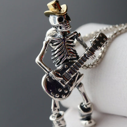 Men's Fashion Guitar Skull Pendant Necklace for Trendsetters