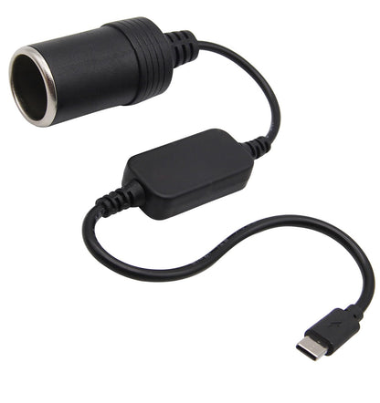 USB C Male to 12V Adapter USB to Car Cigarette Lighter Socket Converter Cable 1Pack