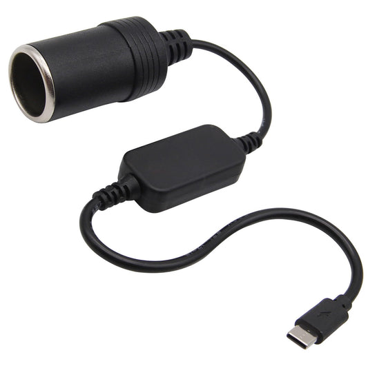 USB C Male to 12V Adapter USB to Car Cigarette Lighter Socket Converter Cable 1Pack