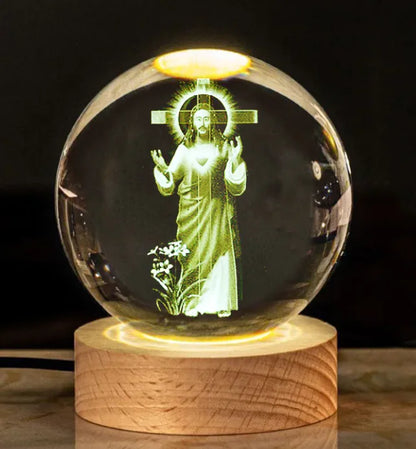 Glow Crystal Desk Ornament with wood base