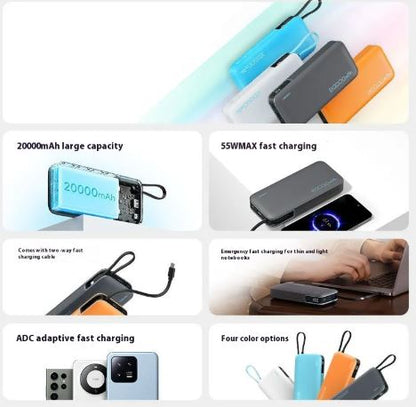 20000 MA  Fast Charge Power Bank 74Wh Type-C USB-A DUAL OUTPUT