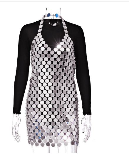 Acrylic Dress with Sexy Back Design woman women date couple party night clubbing
