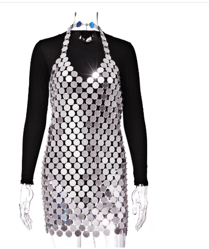 Acrylic Dress with Sexy Back Design woman women date couple party night clubbing