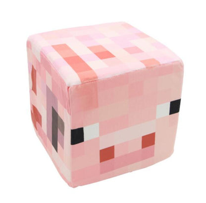 Minecraft TNT block plush stool featuring a cute pig design, perfect for gamers and home decor.