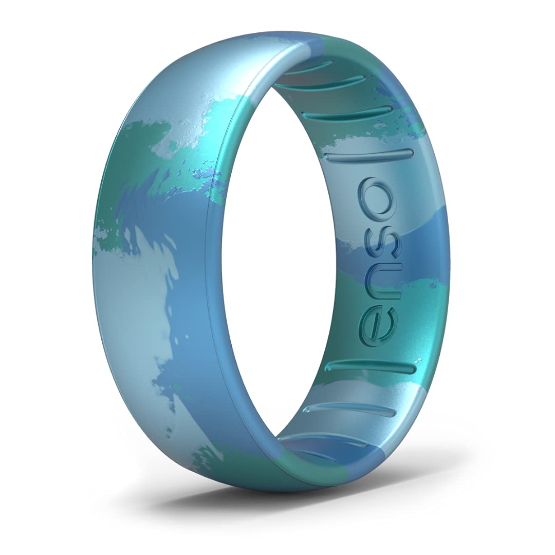 Enso Rings Handcrafted Classic Silicone Ring – Comfortable and Flexible Design – 6.6mm Wide 1.75mm Thick (Sunburst 14)