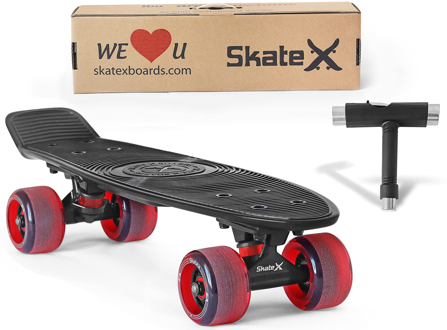 SKATE X - 22 inch Skateboard for Kids Youth Adults - Beginner Skateboard