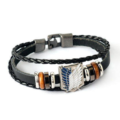 Anime Merch Accessories: Naruto, One Piece & Attack on Titan Leather Bracelet