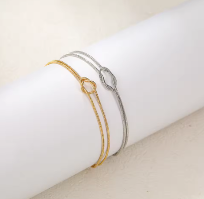 Knotted Gold and Silver Bracelets couple birthday valentine romance gift