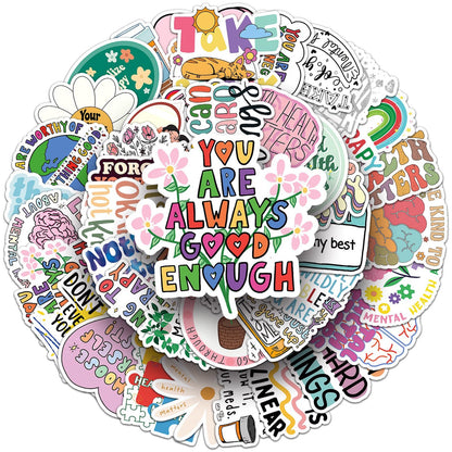 MAIOUSU STORE 100PCS Mental Health Awareness Decals Vinyl Waterproof Stickers