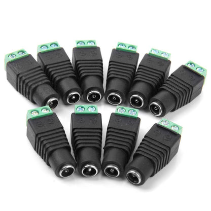 JacobsParts Female DC Power Jack Screw-on Wire Connector 5.5mm x 2.1mm for 12V/24V LED Strip and Electronics (10 Pack)