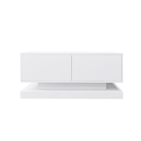 High Glossy Coffee Table With 2 Drawers under glow RGB Led Light With Bluetooth Control
