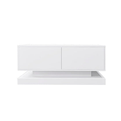 High Glossy Coffee Table With 2 Drawers under glow RGB Led Light With Bluetooth Control