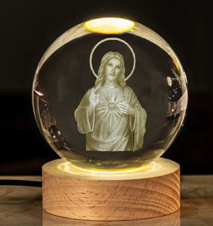 Glow Crystal Desk Ornament with wood base