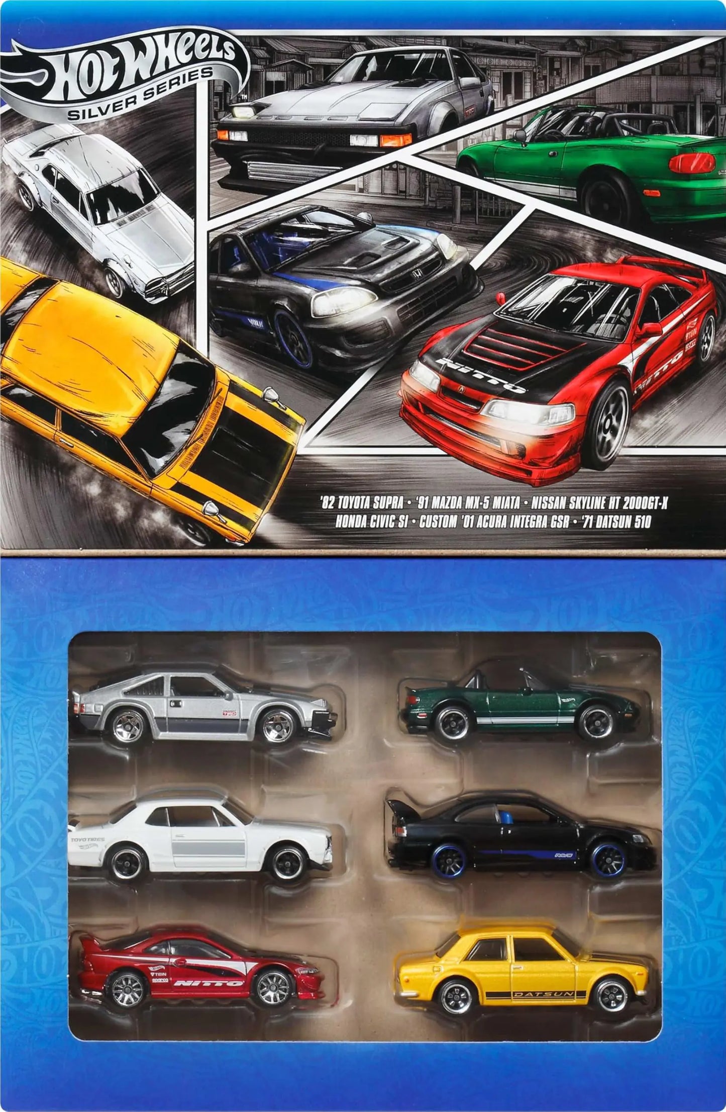 Hot Wheels 1:64 Scale Die-Cast Toy Cars Set of 6 Japanese Vehicles with Elevated Deco (Styles May Vary)
