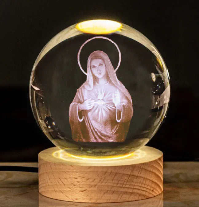Glow Crystal Desk Ornament with wood base