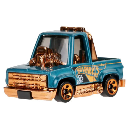 Hot Wheels Collectible Die-Cast Vehicle - Toond 83 Chevy Silverado Pickup Truck - Teal and Gold - HDH54-1/6