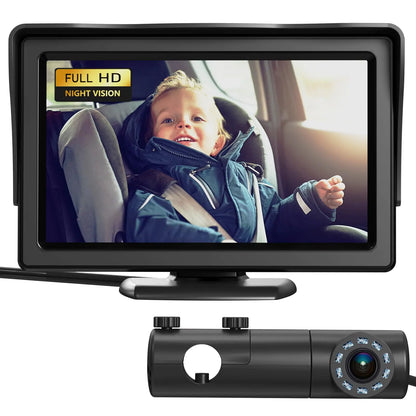 Baby Car Camera HD Display Baby Car Mirror with Night Vision Feature 4.3 inch Baby Car Monitor with Wide Clear View Baby Car Seat Mirror Camera Rear Facing to Observe Baby’s Every Move