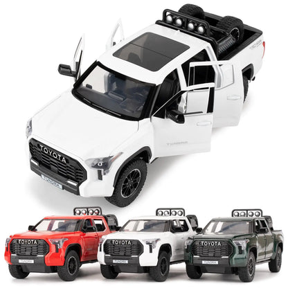 1:24 Tundra Off-Road Pickup Car Model Pull Back Diecast Truck Toy with Sounds＆Lights for Kids Boys Girls and Adults Gift White.