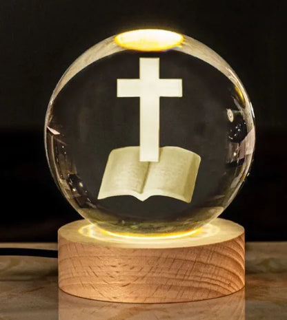 Glow Crystal Desk Ornament with wood base