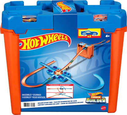 Hot Wheels Toy Car Track Set Track Builder Playset Deluxe Stunt Box with 25 Component Parts & 1:64 Scale Vehicle (Amazon Exclusive)